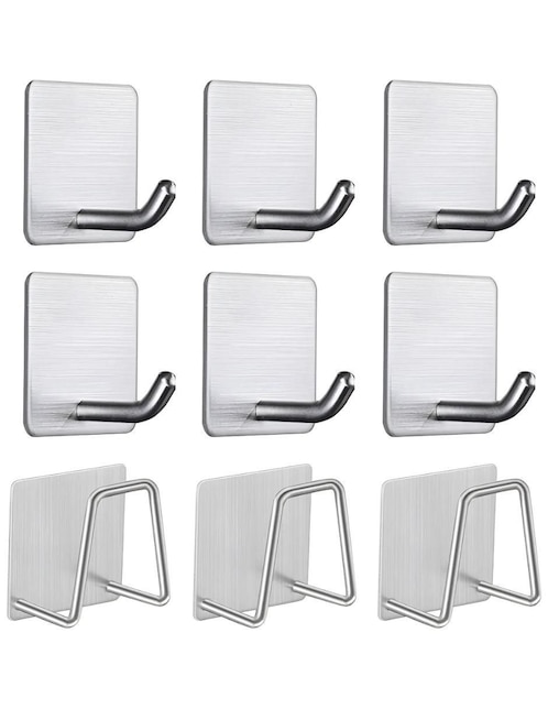 Perchero de pared de acero inoxidable 6 ganchos 1