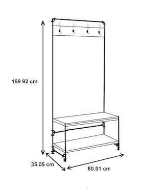 Rack con perchero y banca con estante para zapatos 4D Concepts Anacortes