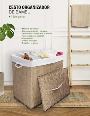 Cesto ropa multiusos Idea Nuova de bambú