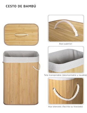 Cesto para ropa Ag Box de bambú