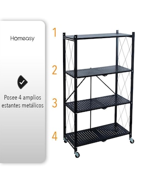 Rack de 4 compartimentos y 4 estantes Homeasy