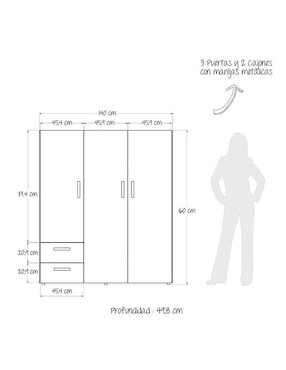 Armario Maderkit habitación M01322cl-czbl de madera