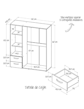 Armario Maderkit habitación M01322cl-czbl de madera
