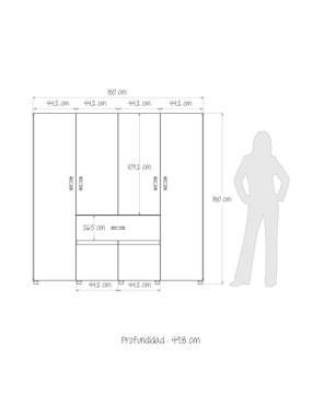 Armario Maderkit habitación m01328cl-blro de madera
