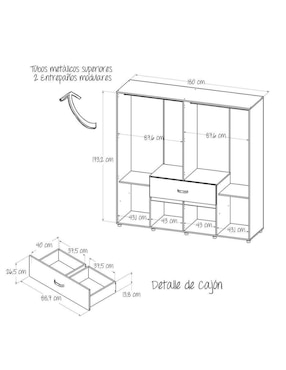 Armario Maderkit habitación m01328cl-blro de madera