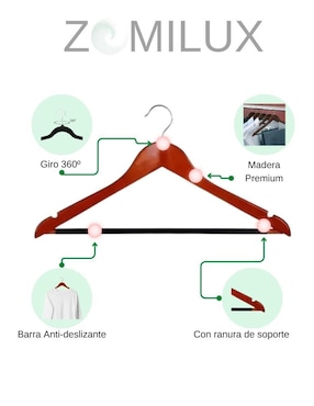 Set gancho Zomilux de madera 100 piezas