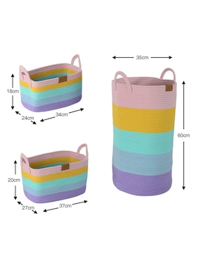 Set cesto multiusos Haus Kids Girl de cuerda algodón