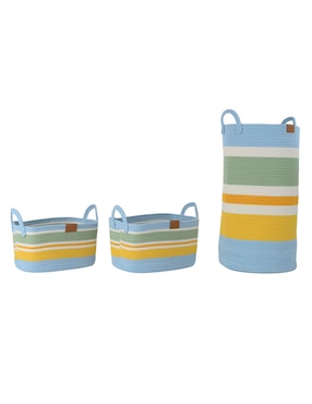 Set cesto multiusos Haus Kids Boy de cuerda algodón
