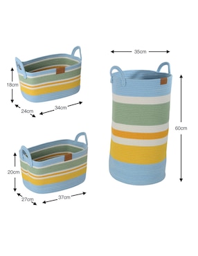 Set cesto multiusos Haus Kids Boy de cuerda algodón