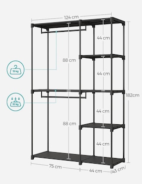 Armario portátil armable Songmics Home Deky MRYG026B02 de plástico