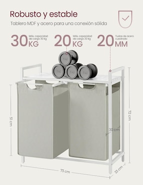 Cesto para ropa Songmics Home Brenta de acero inoxidable