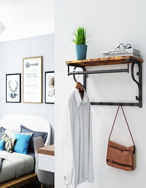 Perchero de pared Songmics Home Colex de madera 2 ganchos