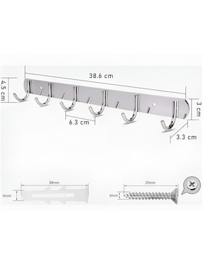 Perchero de pared Xtellar de acero inoxidable 6 ganchos