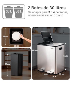 Bote de basura Magma Life de acero inoxidable