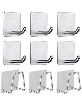Perchero de pared Lab.g de acero inoxidable 6 ganchos