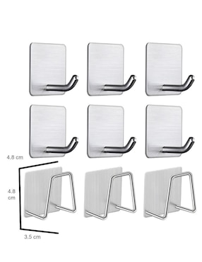 Perchero de pared Lab.g de acero inoxidable 6 ganchos