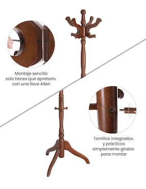 Perchero de piso Songmics Home Adair de madera 8 ganchos