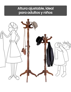 Perchero de piso Songmics Home Adair de madera 8 ganchos
