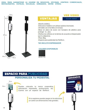 Pedestal dispensador de gel Bakan ajustable