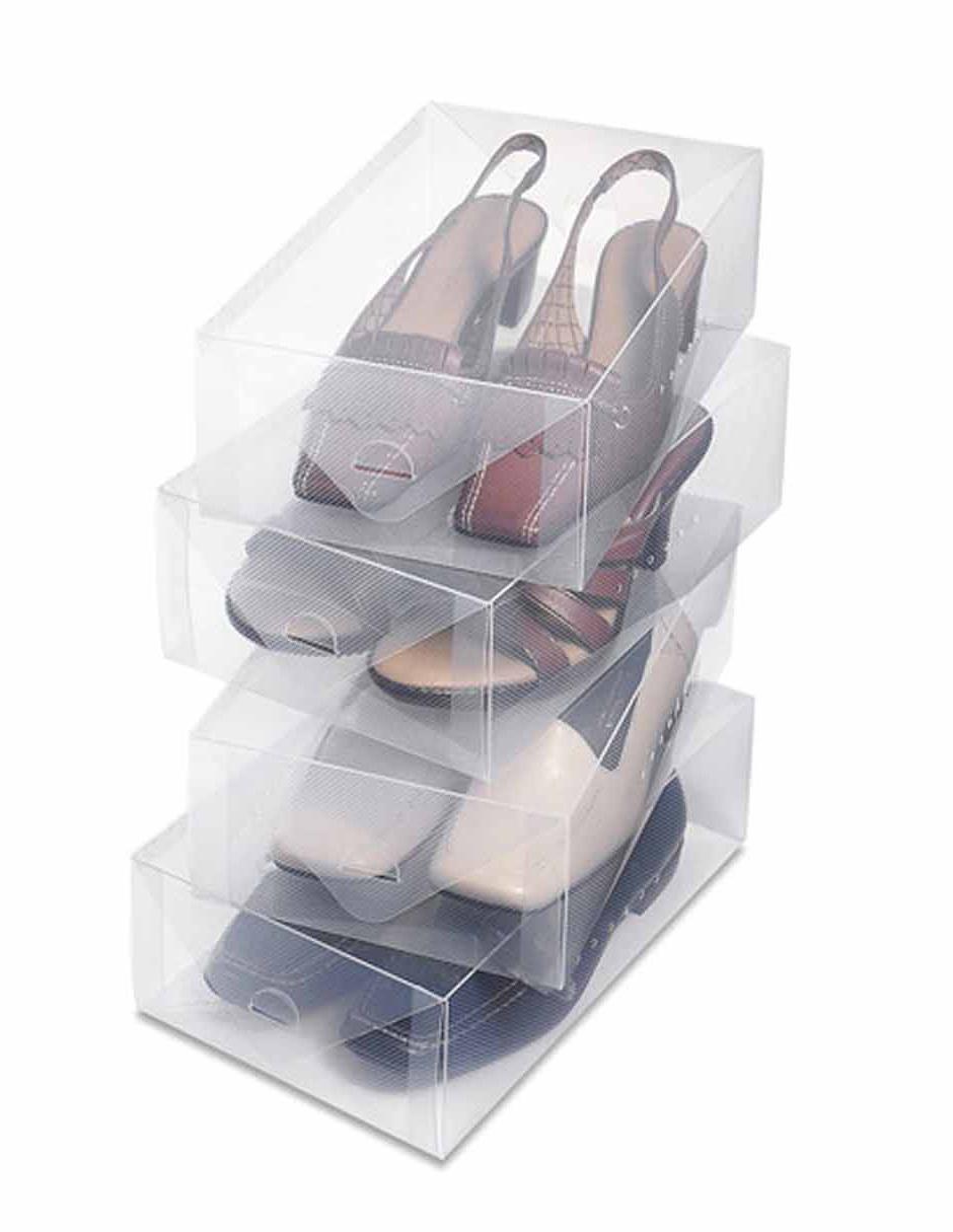 4 piezas Caja de almacenamiento de zapatos de plástico reutilizable,  organizador de zapatos multifuncional cuadrado blanco diario, Mode de  Mujer