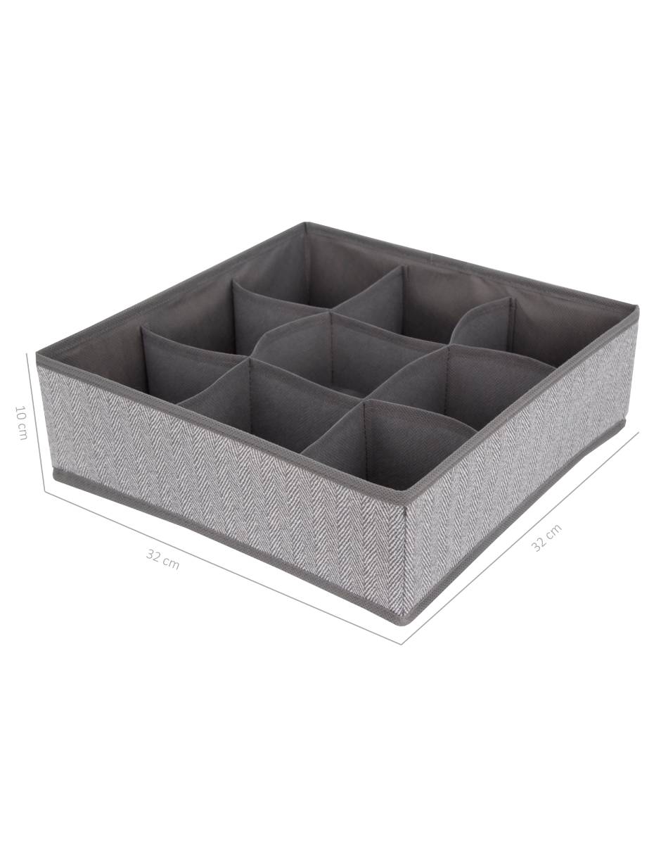 ORGANIZADOR DE CAJÓN RAYAS TELA, GRIS