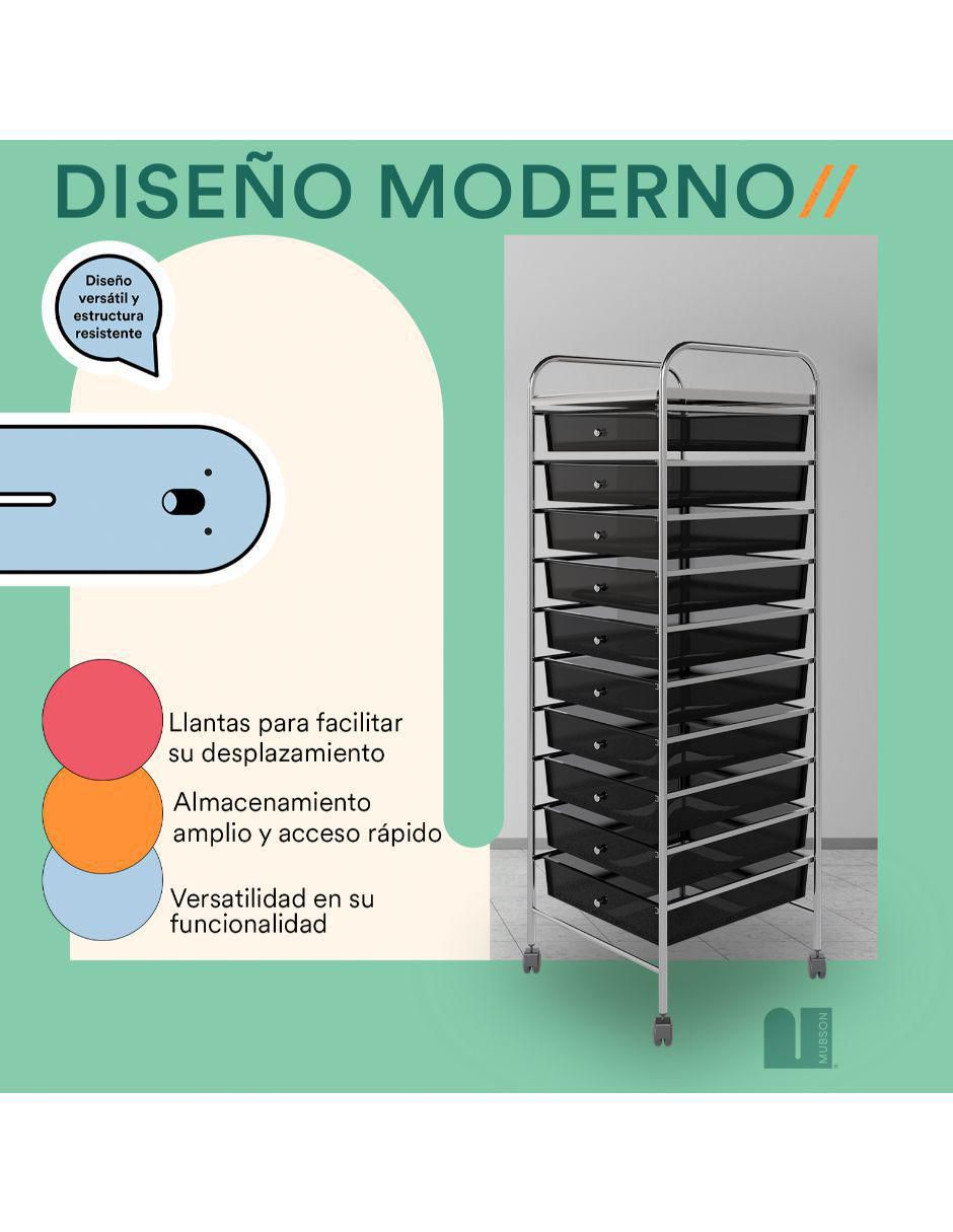 Carrito organizador mubson cajonera con 10 cajones