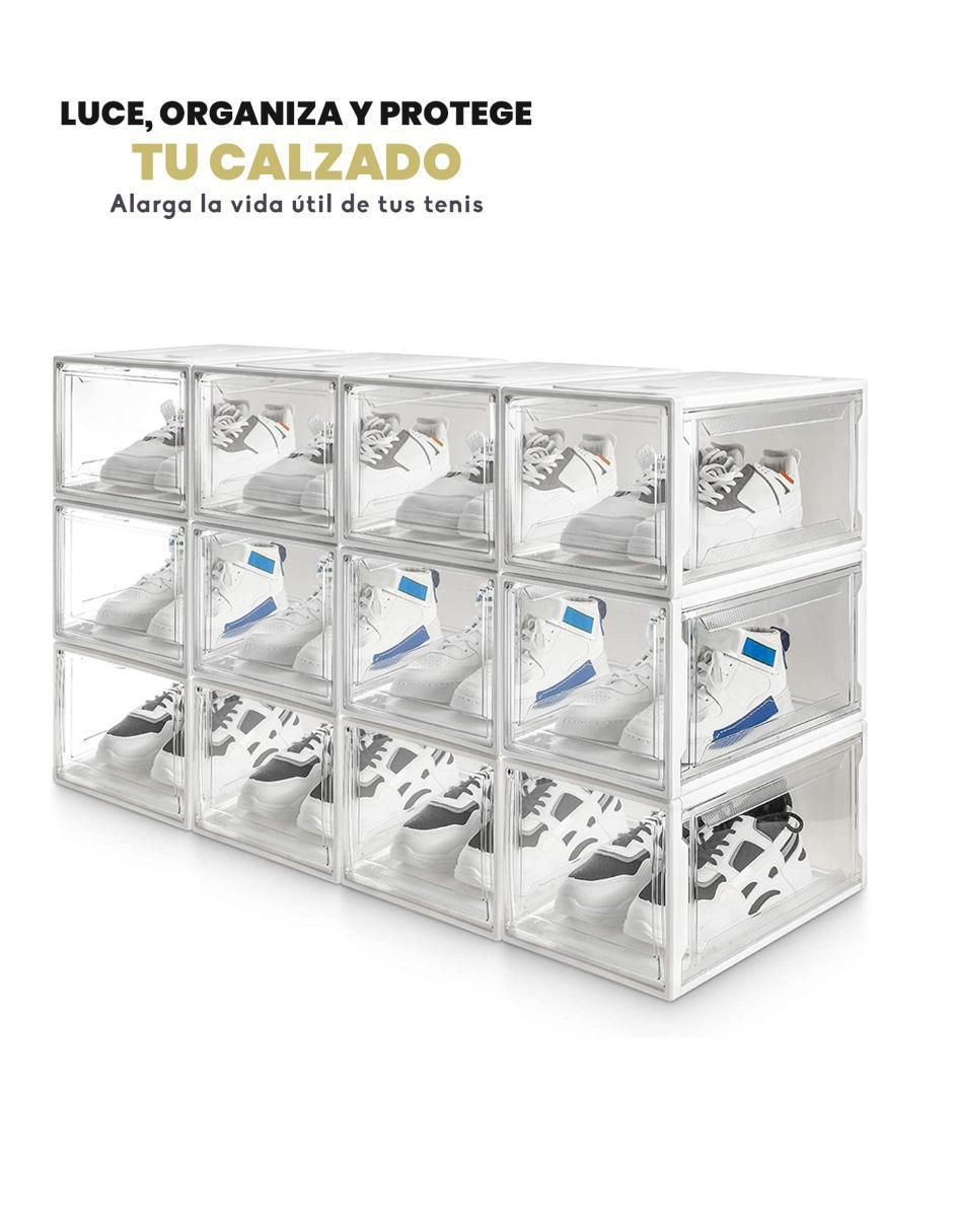 AG Box, 1 caja de Zapatos Apilables Premium, Gris (Transparente