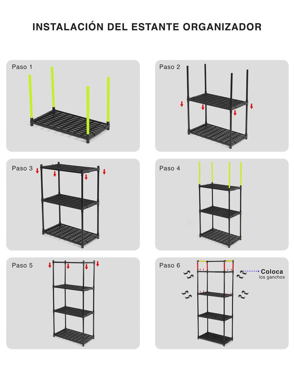 Rack de 4 compartimentos y 1 estante 7