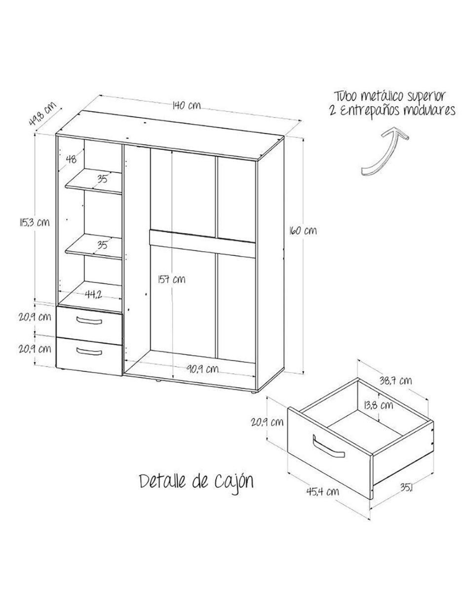 Armario habitación M01322cl-czbl de madera 9