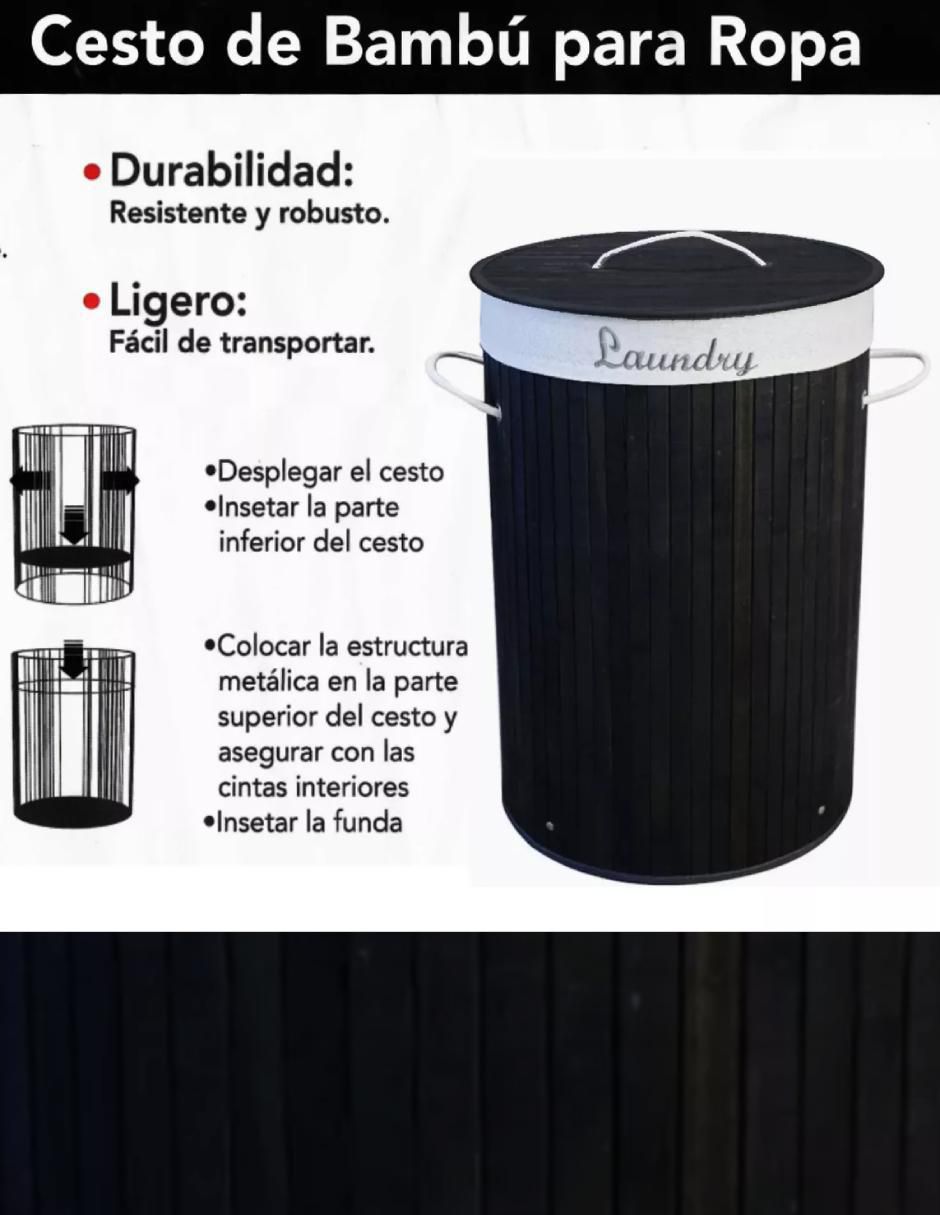 Cesto para ropa de bambú 3