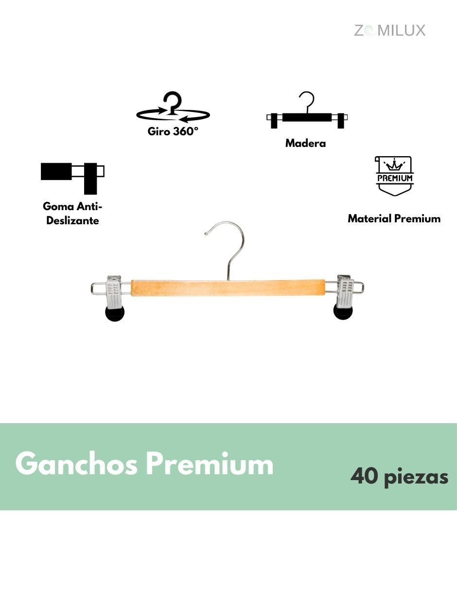 Set gancho de madera 40 piezas