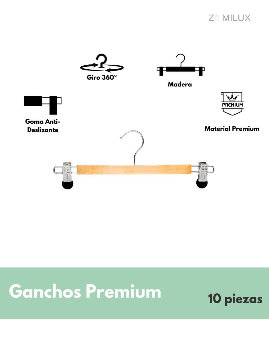 Set gancho de madera 10 piezas