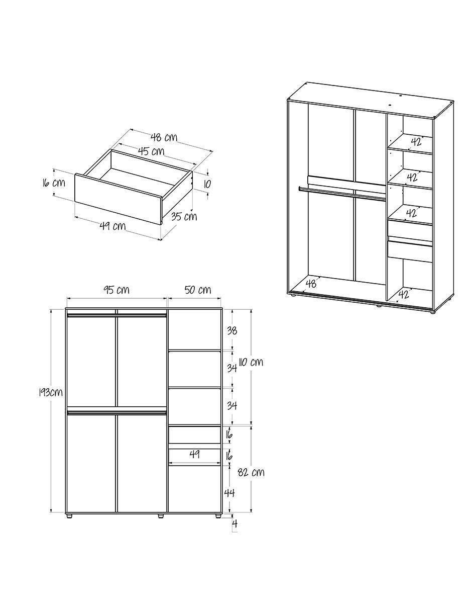 Armario M01940CL-NIBL de aglomerado y madera 11
