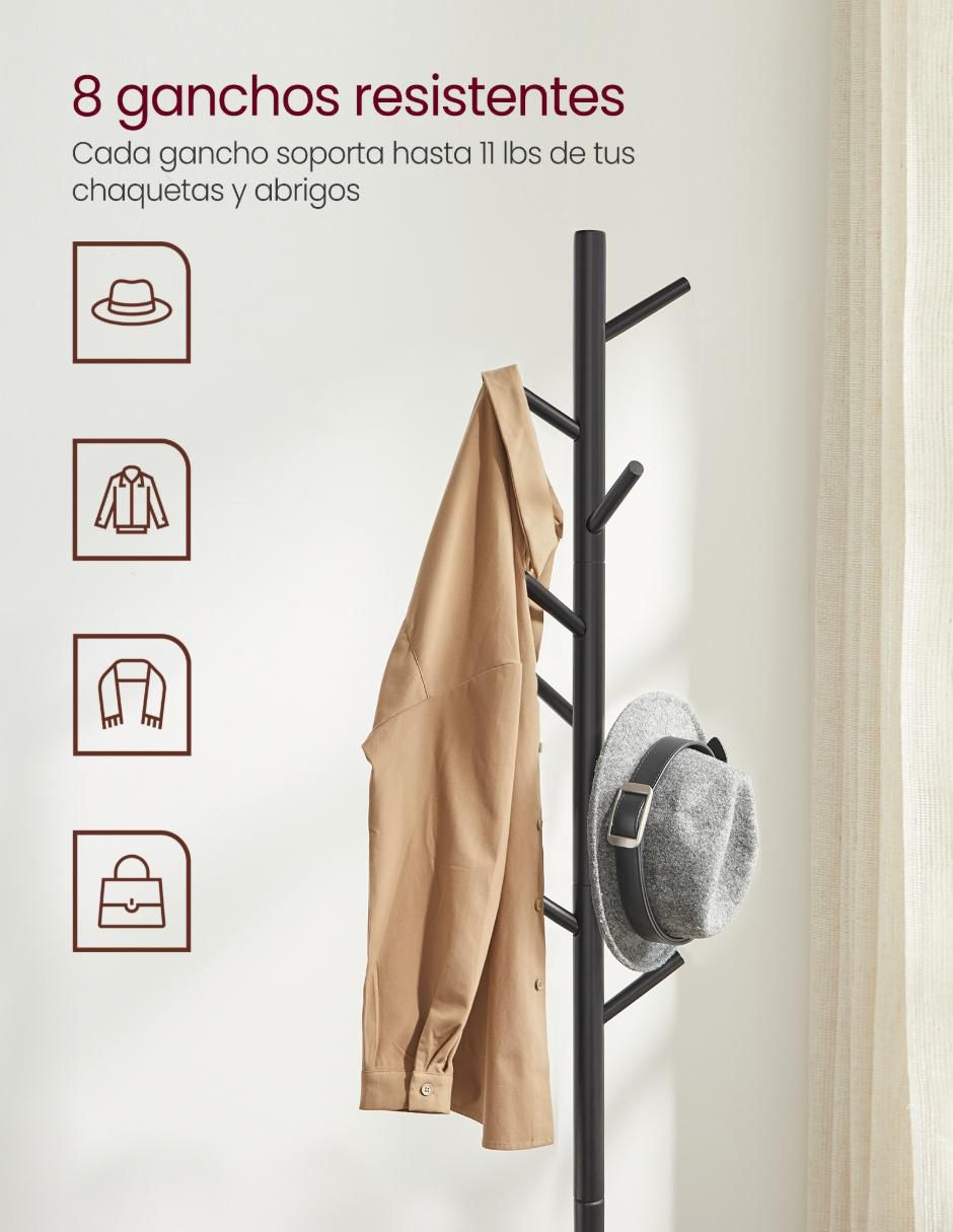 Perchero de piso Andi de madera 8 ganchos 2