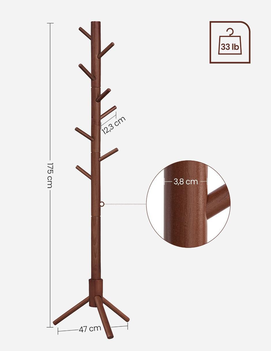 Perchero de piso Andi de madera 8 ganchos 4
