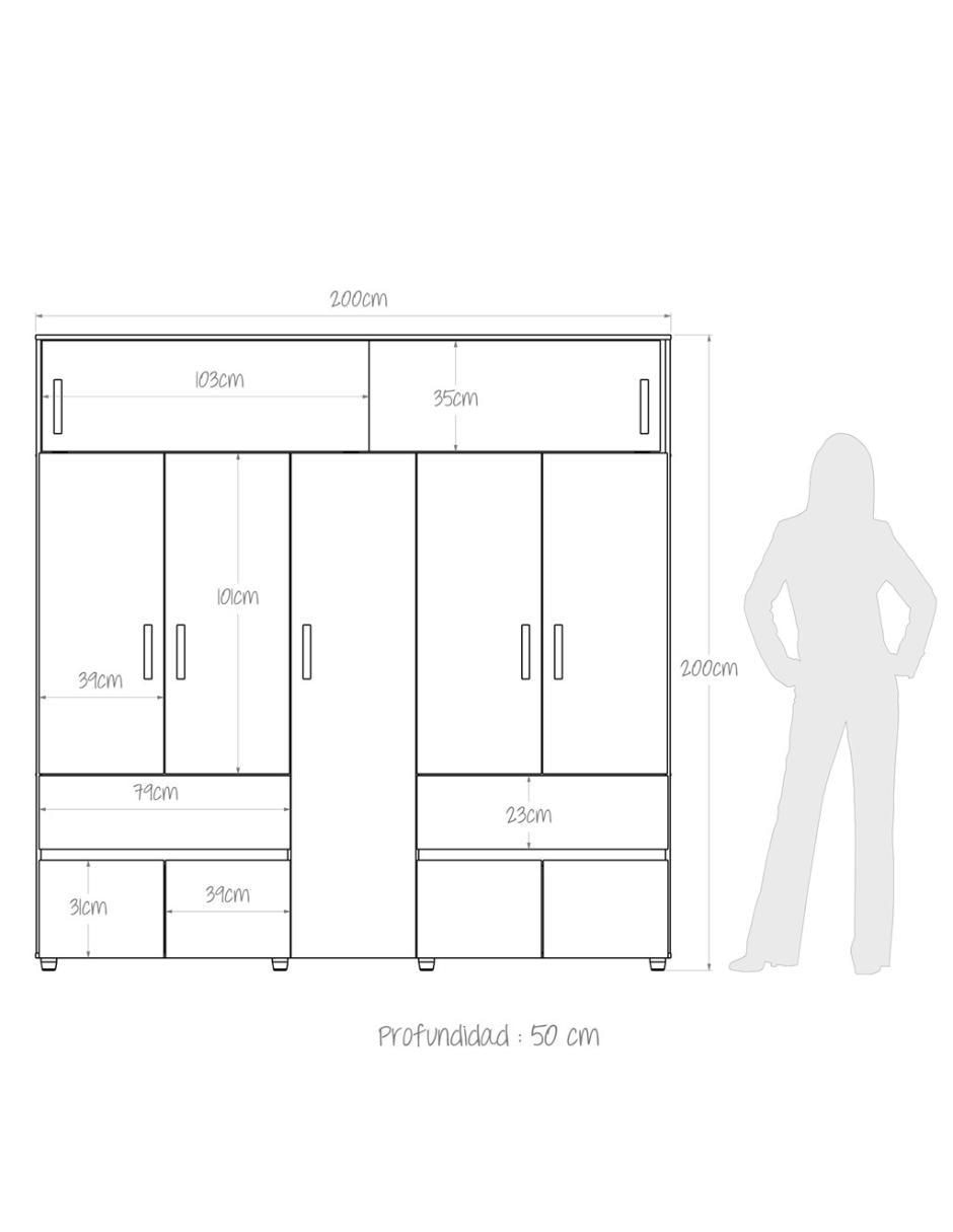 Armario habitación m01614cl-gswe de aglomerado 11