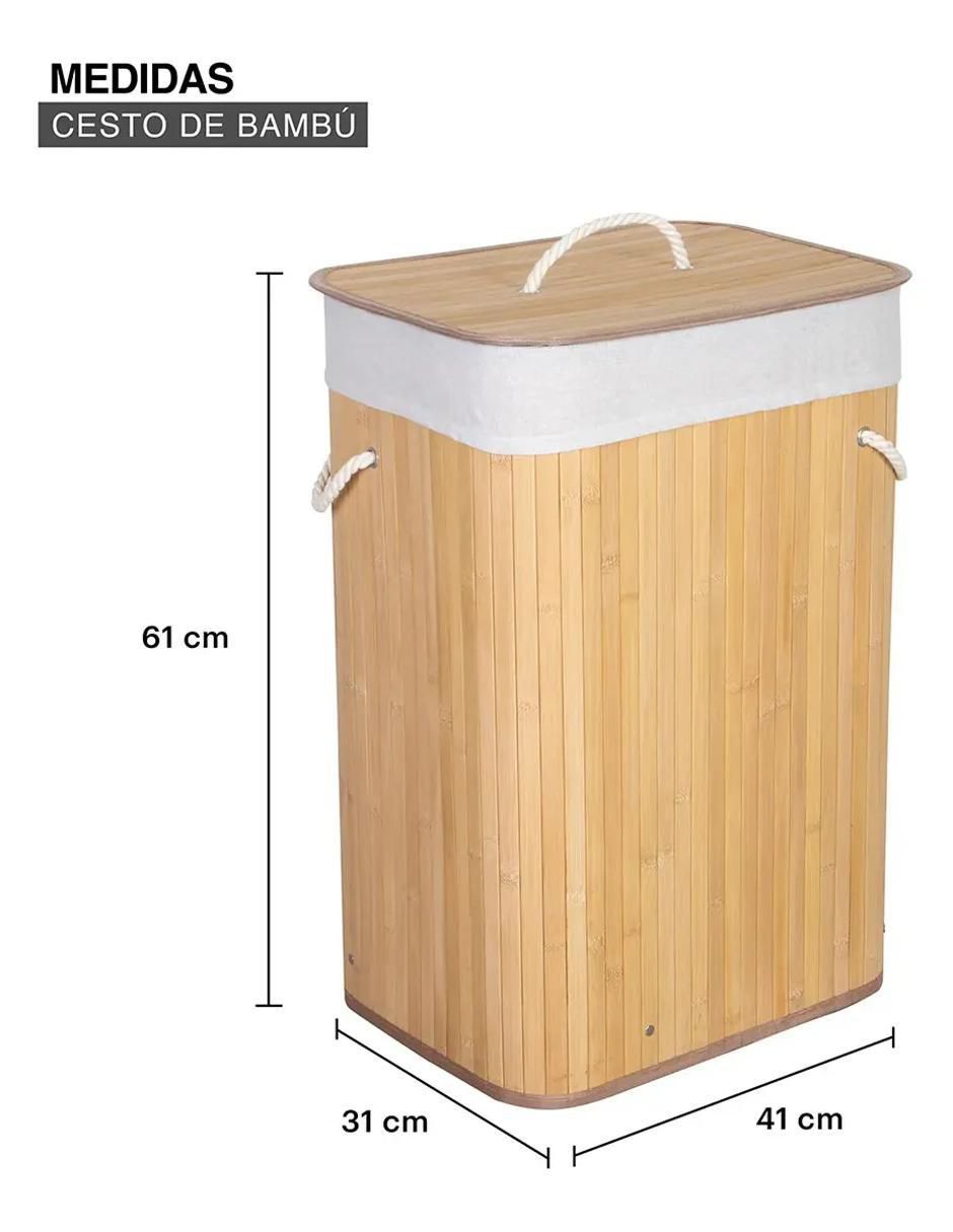 Cesto para ropa de bambú 2