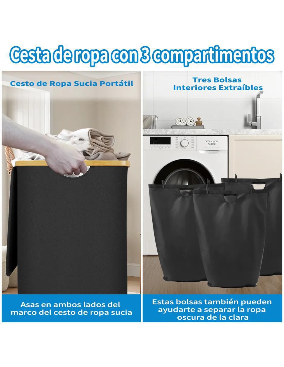Set cesto para ropa de tela 3