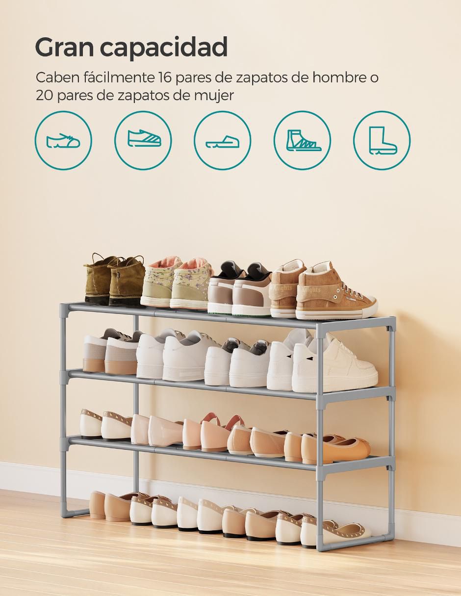 Zapatera armable tubular Songmics Home Deky para 20 pares de zapatos