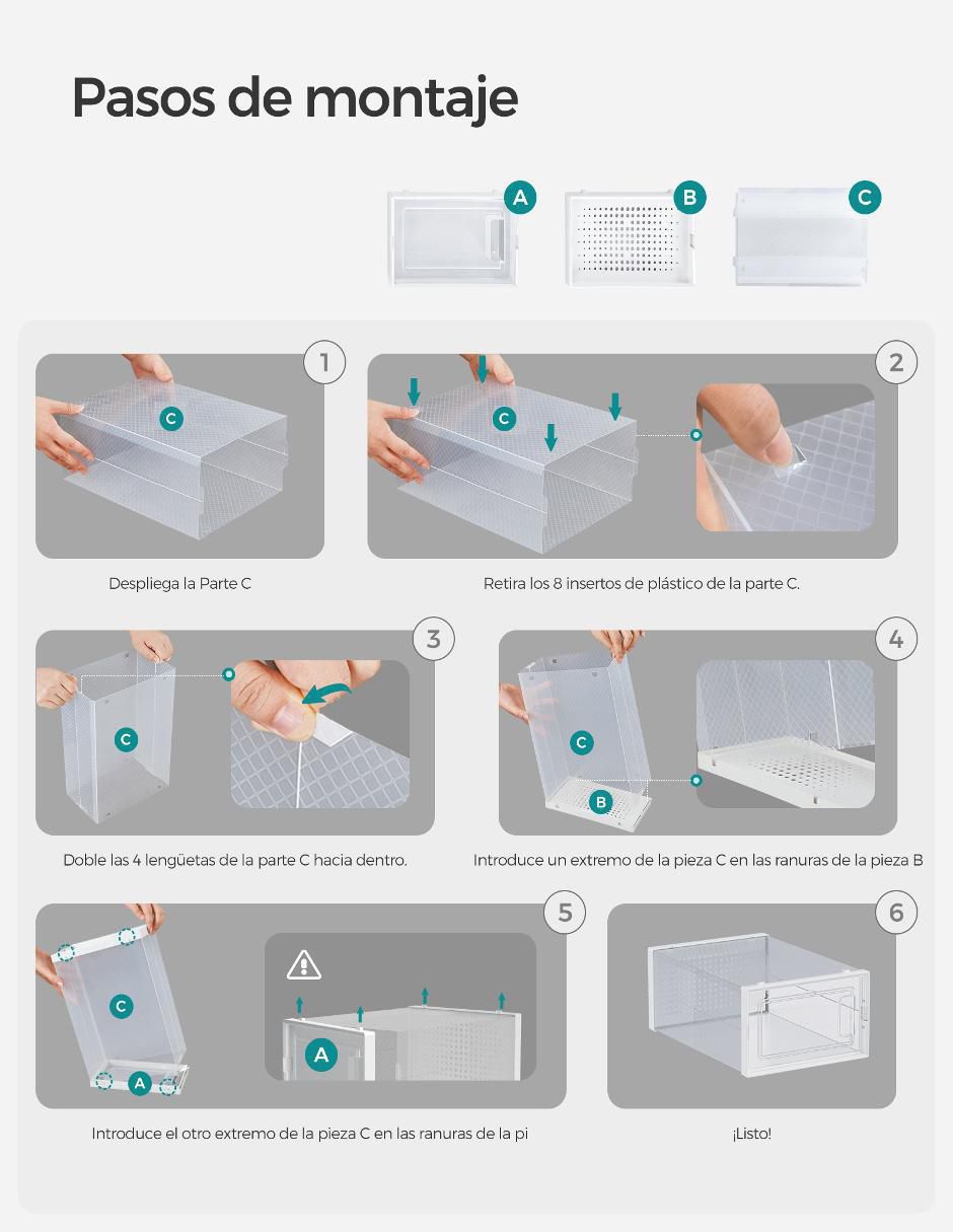 Zapatera armable caja almacenadora Dennys para 12 pares de zapatos adulto 2