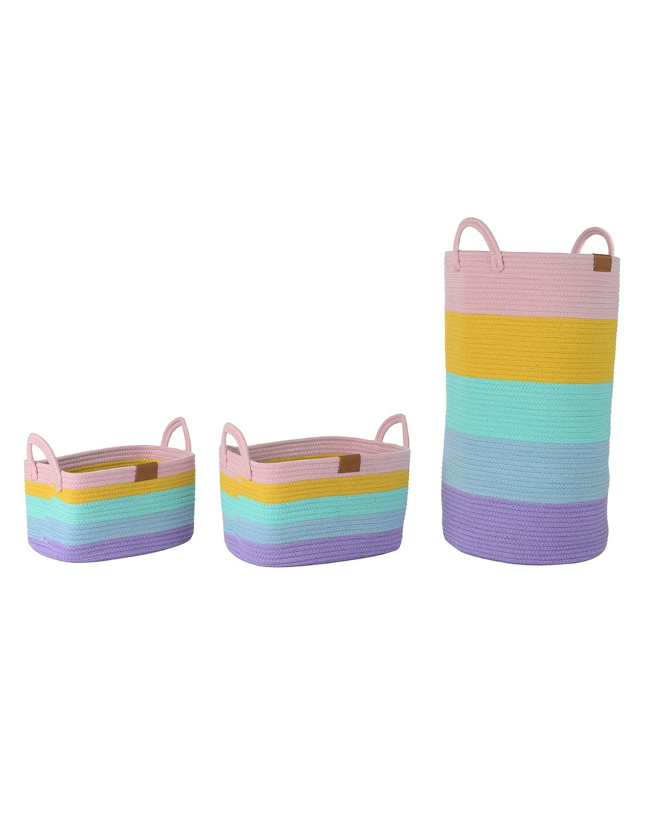 Set cesto multiusos Girl de cuerda algodón 2