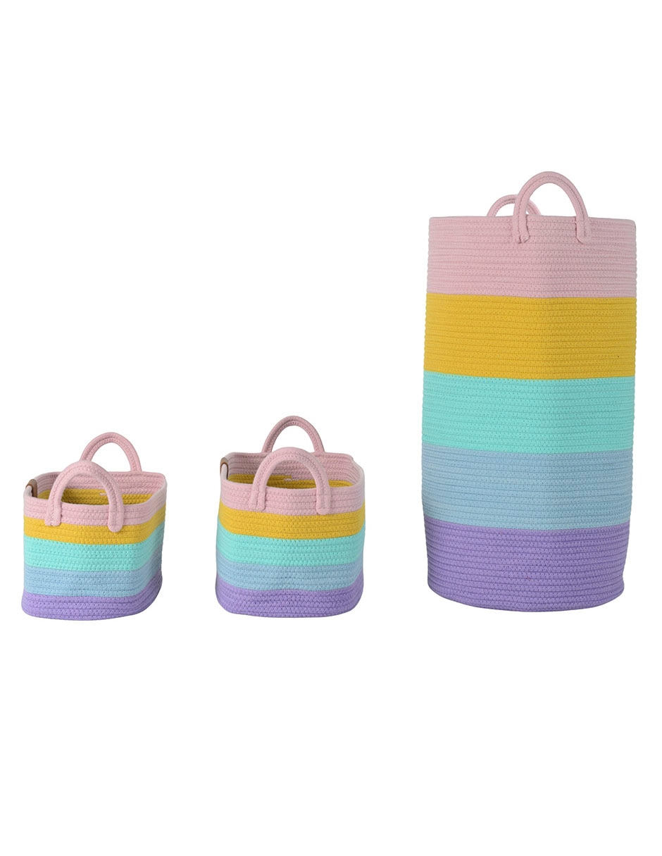 Set cesto multiusos Girl de cuerda algodón 3