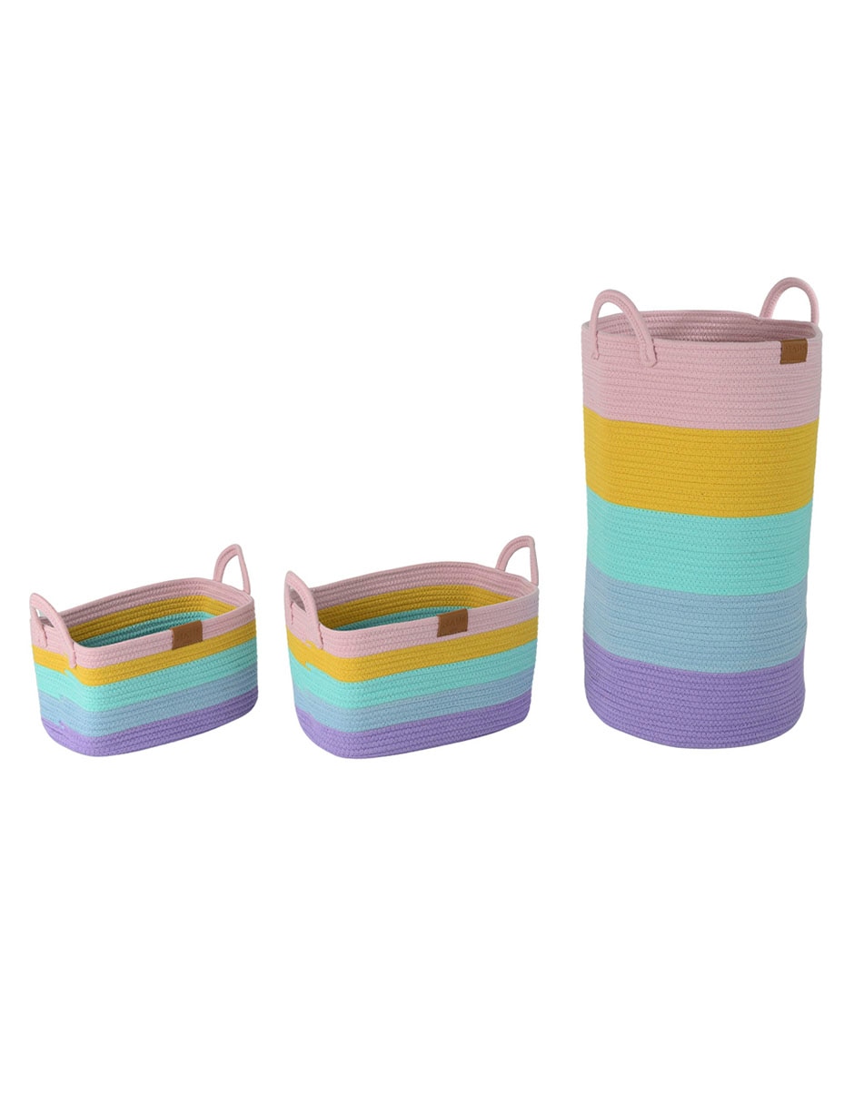 Set cesto multiusos Girl de cuerda algodón 4