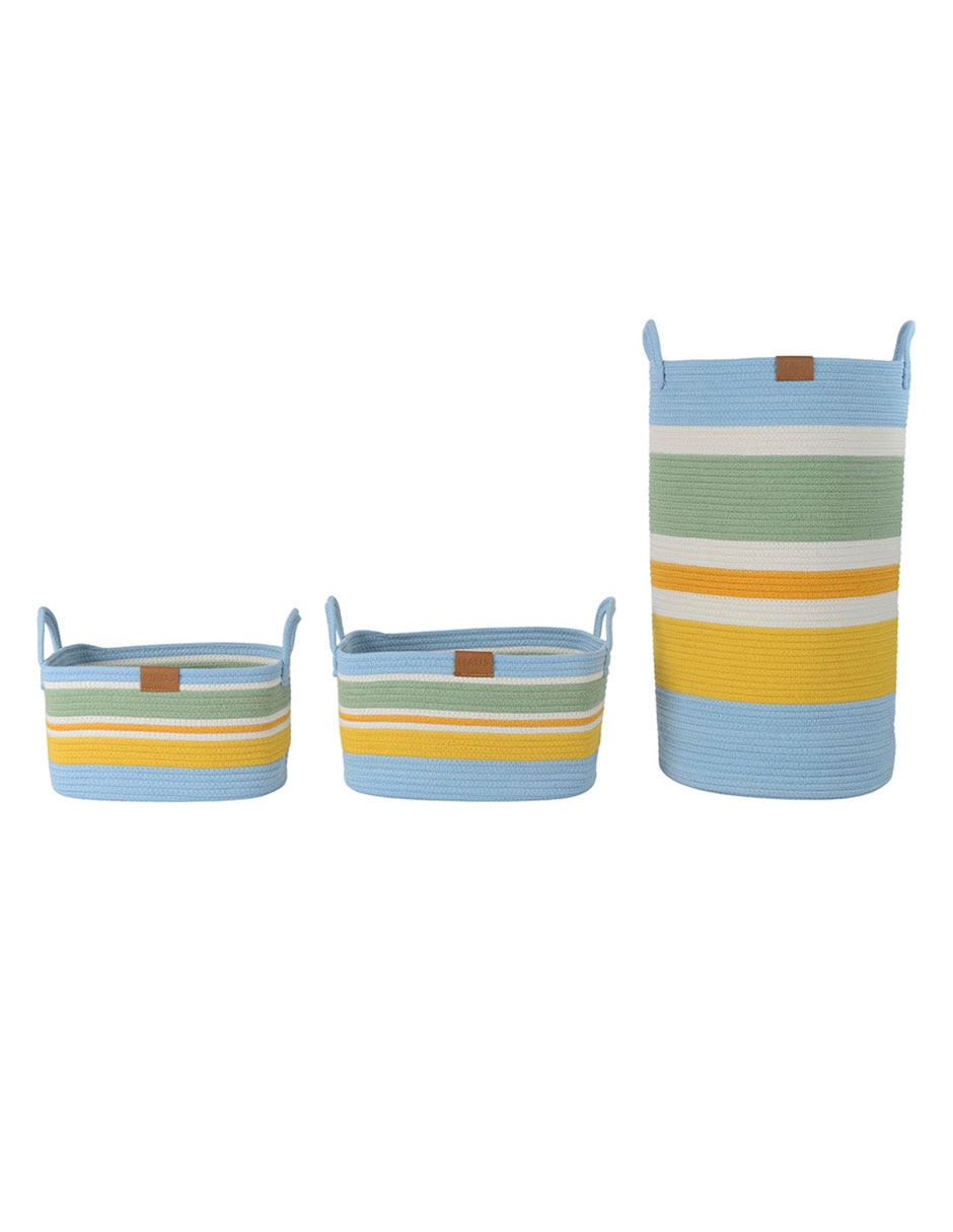 Set cesto multiusos Boy de cuerda algodón