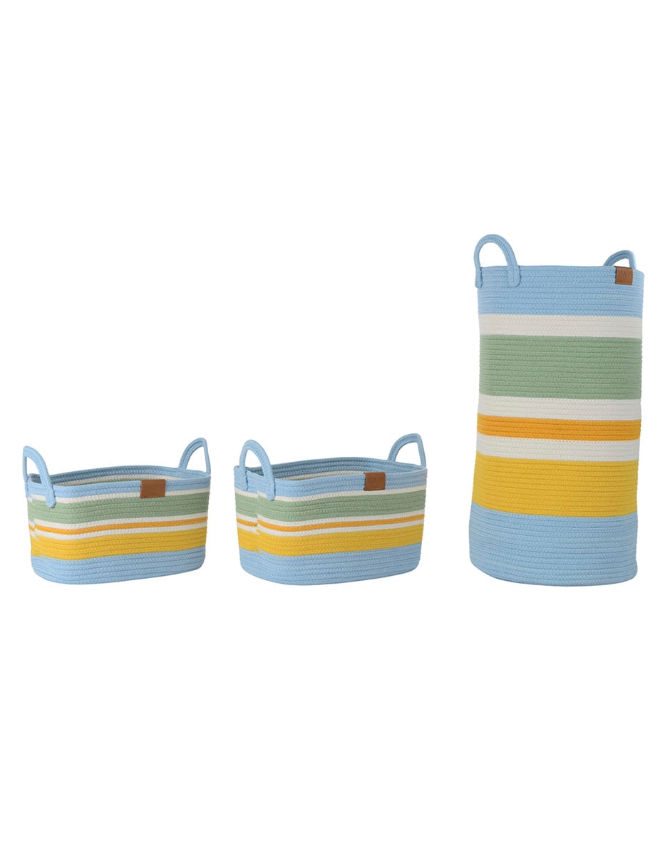 Set cesto multiusos Boy de cuerda algodón 2