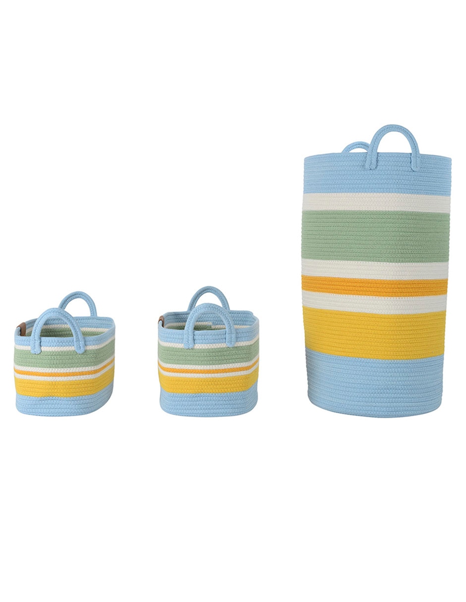Set cesto multiusos Boy de cuerda algodón 3