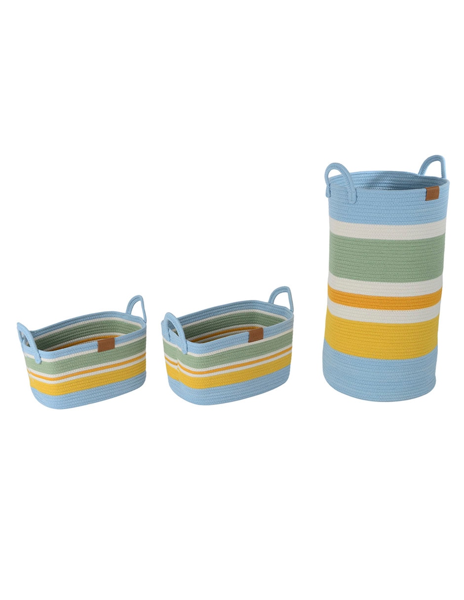 Set cesto multiusos Boy de cuerda algodón 4