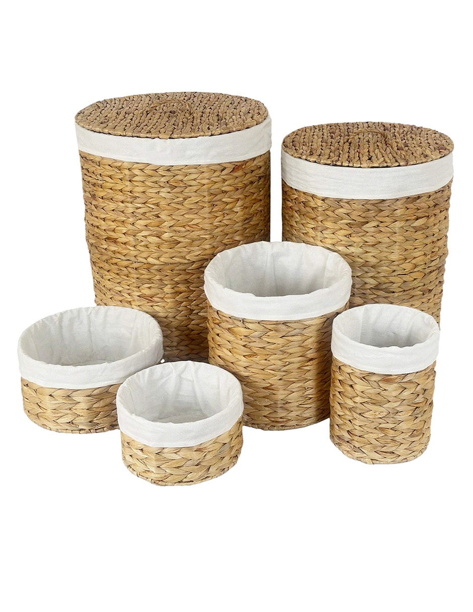 Set cesto para ropa de jacinto de agua