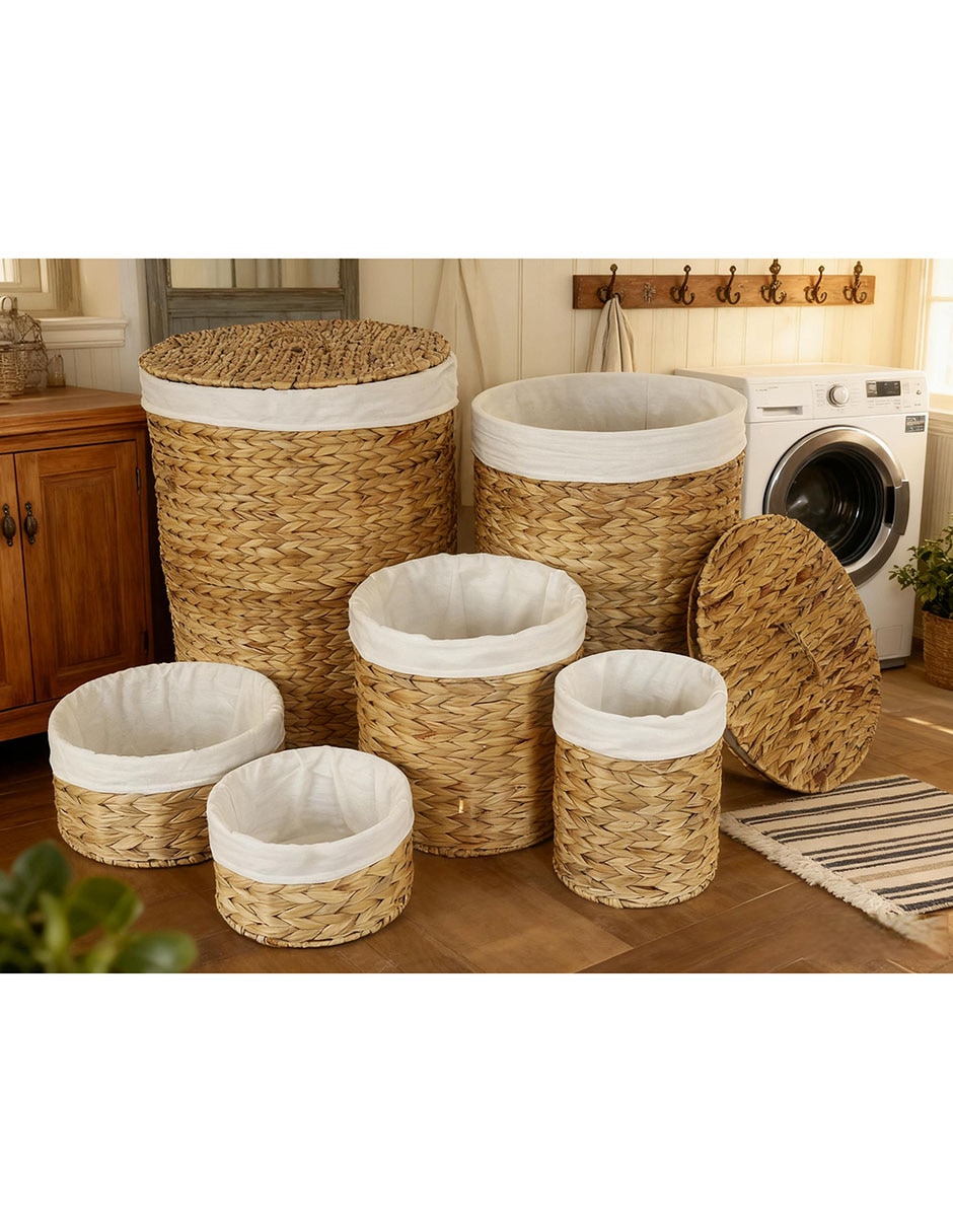 Set cesto para ropa de jacinto de agua 9