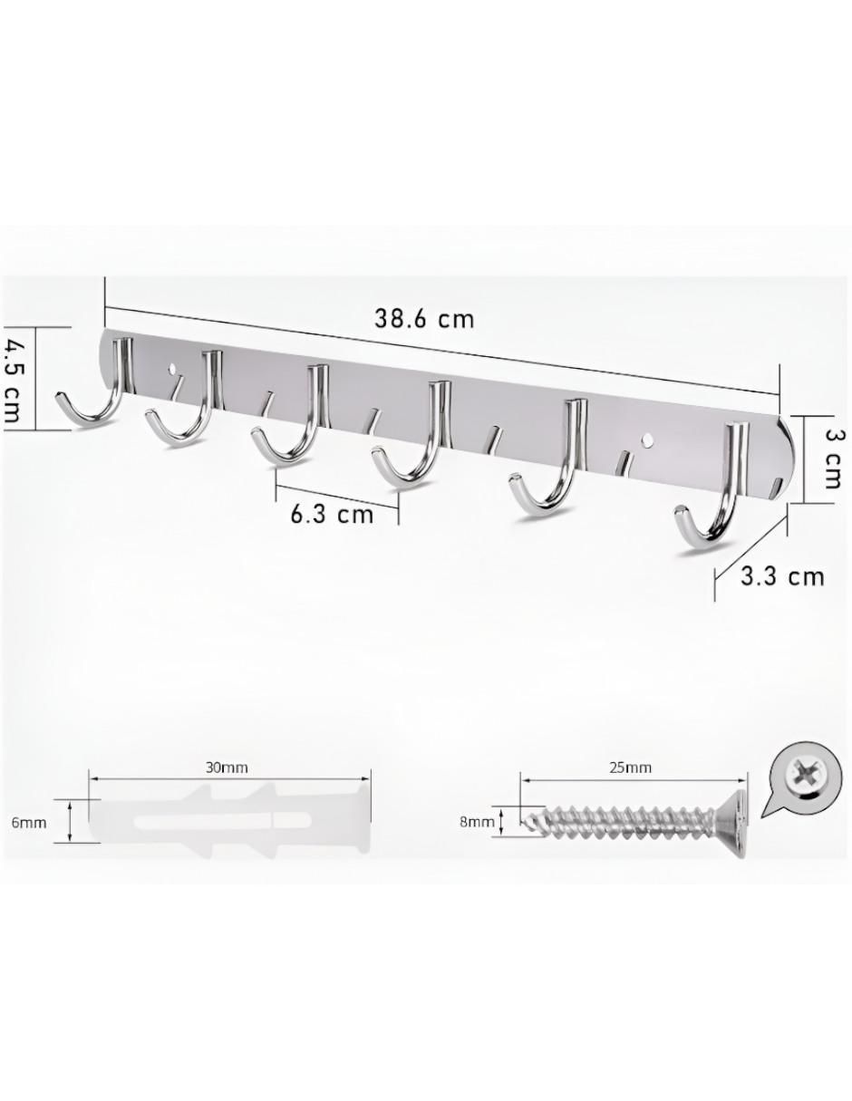 Perchero de pared de acero inoxidable 6 ganchos 4